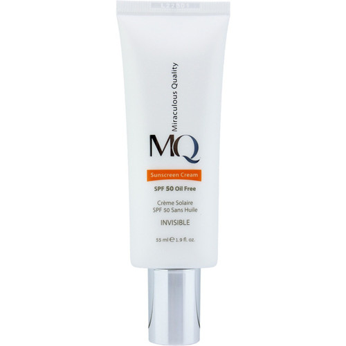 کرم ضد آفتاب بی رنگ ام کیو SPF50 مدل INVISIBLE OIL FREE مناسب پوست های چرب حجم 55 میلی لیتر